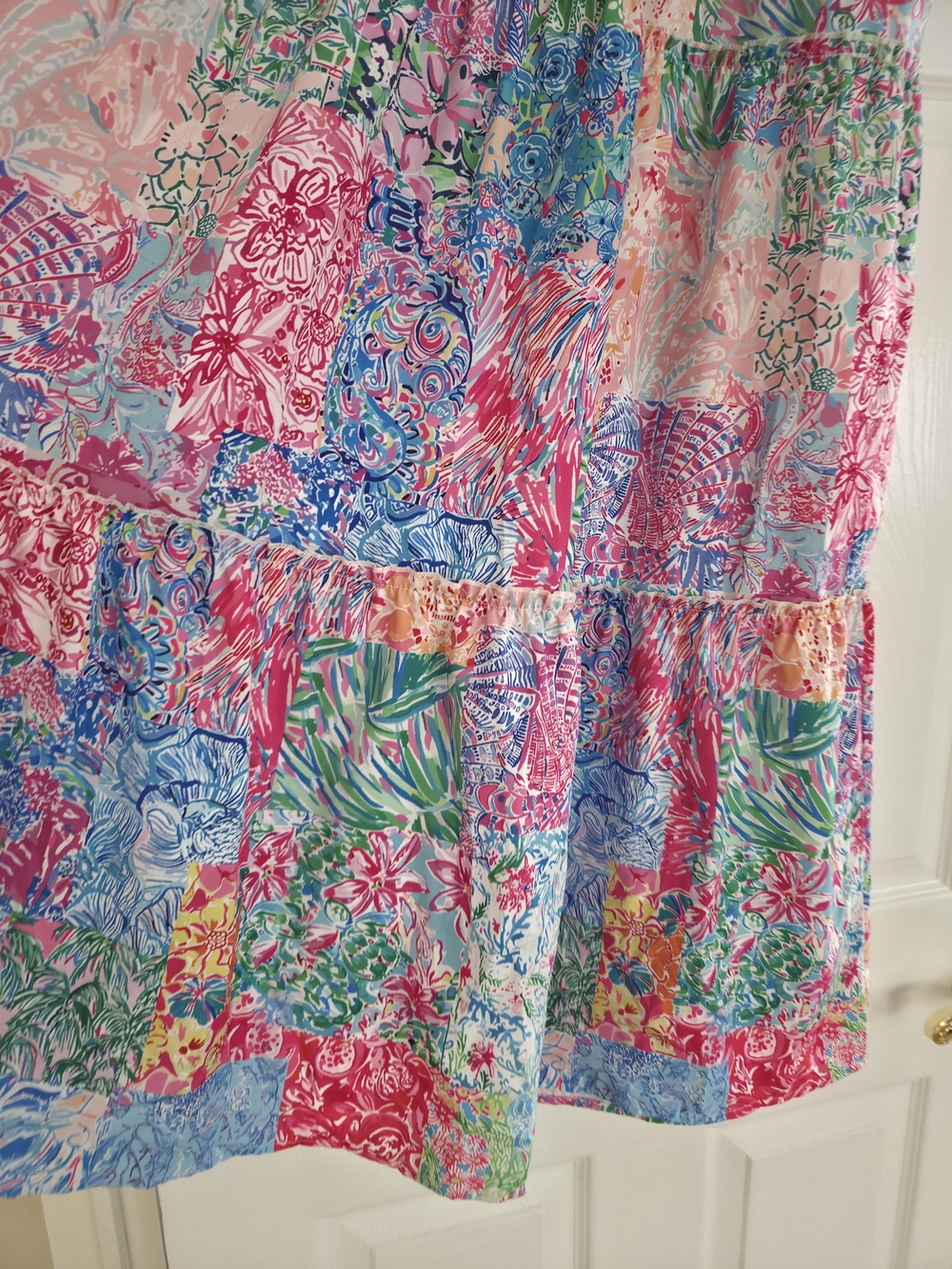 Tiered Patchwork Floral Maxi Skirt in Multi Xl Fits Like L - Picture 5 of 8